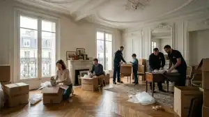 Débarras suite à une succession à Paris : tri et emballage dans un appartement haussmannien.